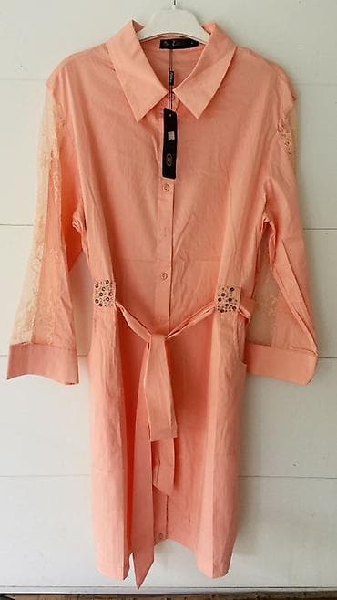 Olcu 48 Şaftalı rəngində qadın tunik/plaş-stil köynək - Dizayn