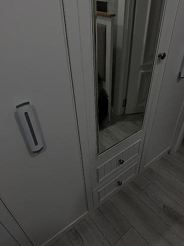 asilqan taxta: 3 qapılı, Güzgülü, Ağ, Taxta, Açılan, Düz dolab — 8