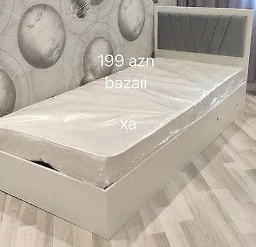 Bazalı tək nəfərlik çarpayı - Rəng: ağ korpus, boz yumşaq başlıq