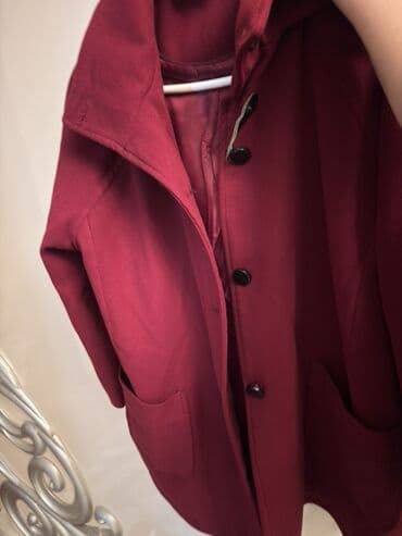 Paltolar: L-XL razmer Bordo rəngli qadın üst geyimi – palto/plaş - Klassik düz — 2