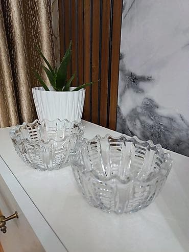 edva qablari: Şüşə qablar dəsti - Material: qalın, şəffaf şüşə - Dəst: 2 ədəd eyni — 1