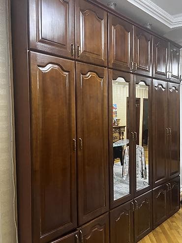 paltar isqafi: İşlənmiş, 6 qapı, Güzgülü, Qəhvəyi, Taxta, Açılan, Düz dolab — 4