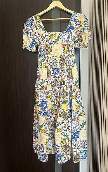 ketan don: Rəngarəng naxışlı yay donu - Model: kvadrat dekolteli, qısa “puf” — 1