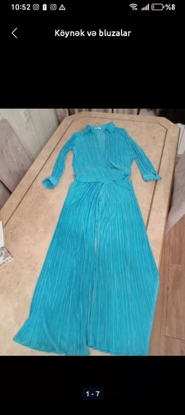 dəst geyimlər: Məhsul: Qadın dəsti – köynək və şalvar Brend: COLLOVER (etiketdə “44” — 3