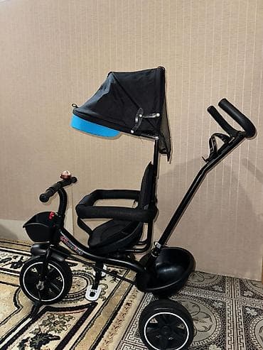 Uşaq üçtəkərli velosipedi – valideyn idarəetməli model - Rəng: qara