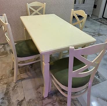 Mətbəx üçün, İşlənmiş, Açılmayan, Dördbucaq masa, 4 stul