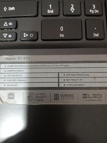 Б/у Acer Aspire, 15.6 ", Intel Celeron, 512 ГБ, Платная доставка