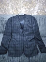 kişi ucun klassik qara kostyum: Pencək, Damalı, 2XL — 2