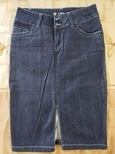 Denim ətək – b.share - Material: sıx toxunmuş tünd mavi cins parça