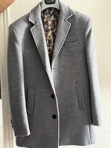 iş paltari: 2-ci əl!! Boz rəngli kişi palto - Klassik dizayn: dar çiyin xətti — 1