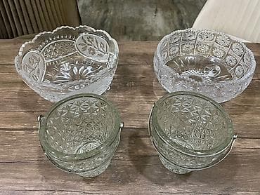 Klassik naxışlı şüşə məmulat dəsti - 2 ədəd iri kəsmə ornamentli şüşə