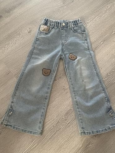 jeans salvar: Uşaq üçün cins şalvar - Rəng: açıq mavi (light wash) - Model: geniş — 2