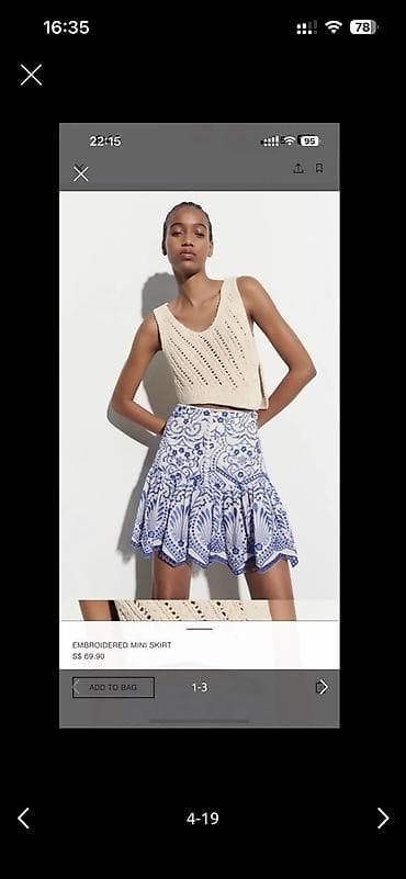 dirsekde olan qara lekeler: ZARA etek 
L razmerdir. M ve L razmerlere gedir — 1