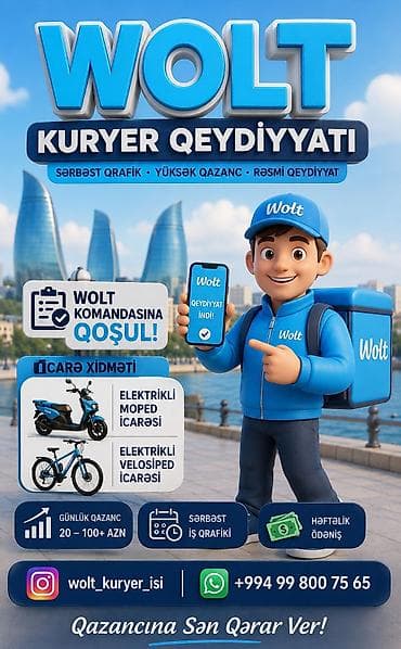Moto-kuryer tələb olunur, Həftəlik ödəniş, Təcrübəsiz lalafo.az -da Moto-kuryer tələb olunur, Həftəlik ödəniş, Təcrübəsiz