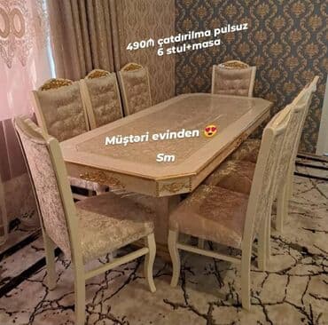 stol desdi: Mətbəx üçün, Dördbucaq masa, 4 stul — 50