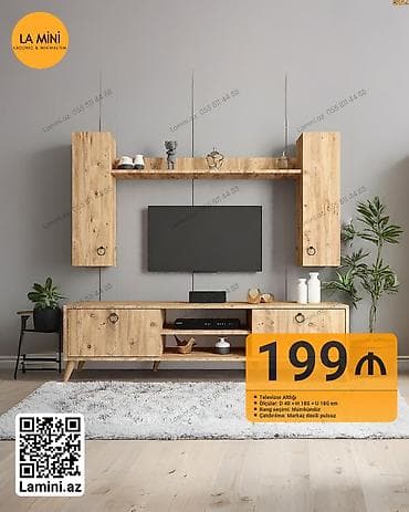 Düz TV altlığı, Polkalı, Laminat