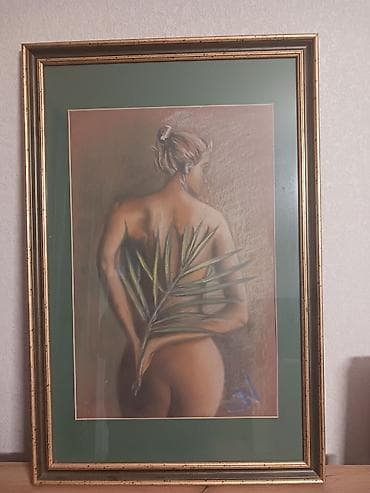 Rəsm əsəri – pastel texnikasında qadın fiquru - Mövzu: Arxadan təsvir