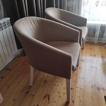 metbex kunc divani: 2 ədəd klub tipli yumru arxa dayaqlı kreslo - Rəng: bej (oturacaq və — 2