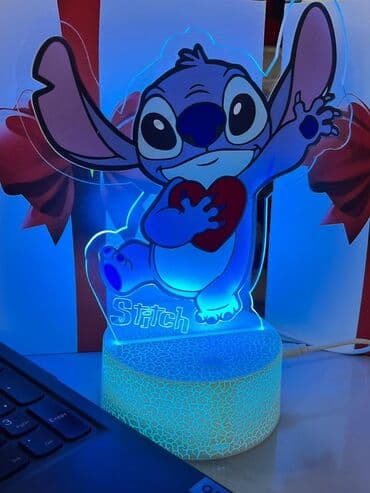 qaz peci islenmis: Stitch LED masa lampası - Şəffaf akril fiqurlu dizayn: sevimli Stitch — 2