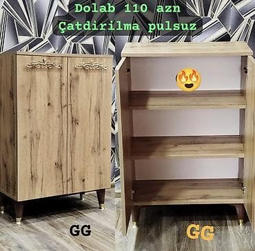 2 qapılı, Qəhvəyi, Taxta Ayaqqabı dolabı