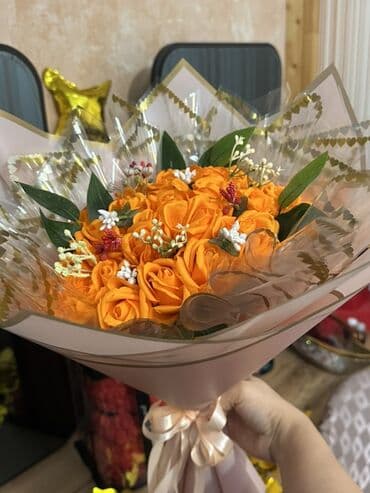 Boşqablar: Narıncı qızılgüllər buketi - Tərkibi: sıx kompozisiyada narıncı — 5