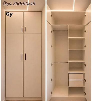 Mebel növü: Geyim dolabı (qapalı gardırop) Ölçü: 250×90×45 sm (şəkildə — 1
