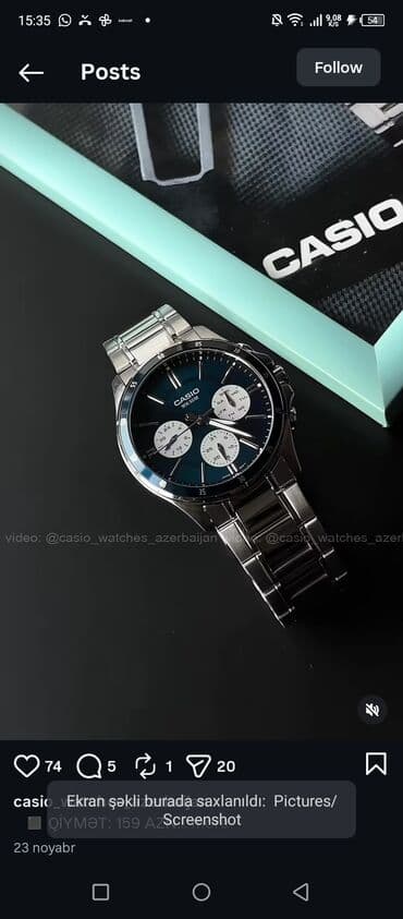 qızıl üzüklər və qiymətləri: Qol saatı, Casio, rəng - Mavi — 1