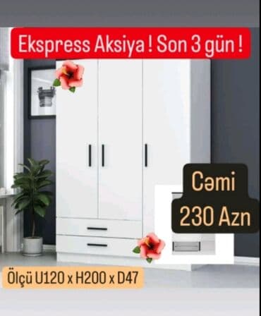 viona mebel: Yeni, Açılan, 3 qapılı Düz dolab, Qarderob, paltar dolabı, Azərbaycan — 1