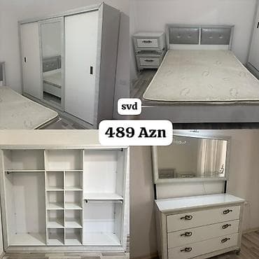 Двуспальная кровать, Шкаф, Трюмо, Тумба, Б/у — 1