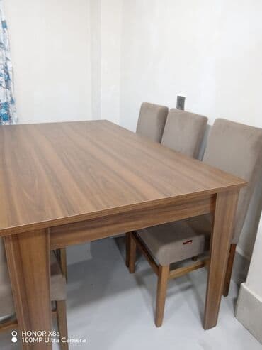 купить круглый стол в баку: Для гостиной, Новый, Нераскладной, Прямоугольный стол, 6 стульев — 4