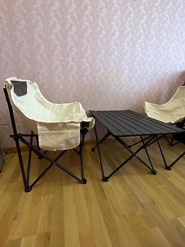 camp stul: Yeni, Kvadrat masa, 2 stul, Qatlanan, Stullar ilə, Metal — 3