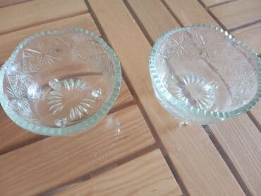 novruz bezeyi: Şüşə dekorativ qablar dəsti - Mavi rəngli, əl işi kimi görünən — 10