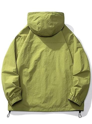 Мужская одежда: Su keçirməyən kapüşonlu küləkkeçirməz jaket – zeytun-yaşıl rəng — 2