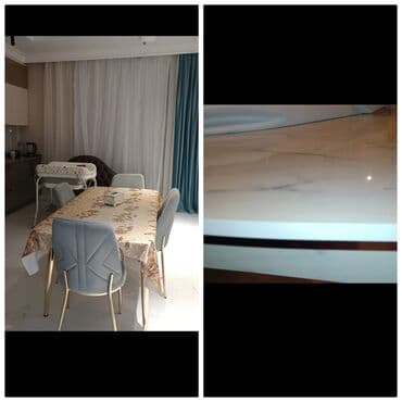 metbex stol stulu: 💫RR Masa 6 stul birlikde 440 azn Masa acilmir uzeri mermer efektli — 1