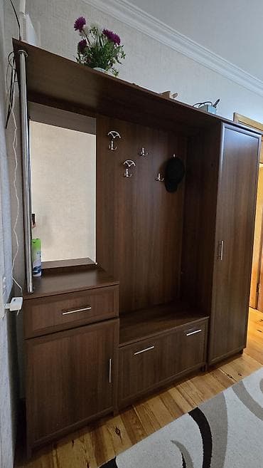 güzgülü skaf: 2 qapılı, Güzgülü, Qəhvəyi, Digər material, Açılan, Düz dolab — 2