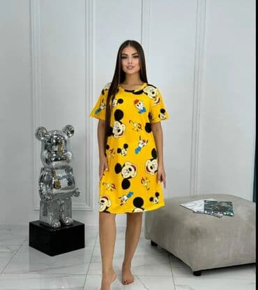 Qrafikli rahat ev donları (Tunika) - Model: qısaqollu, dizə qədər lalafo.az -da Qrafikli rahat ev donları (Tunika) - Model: qısaqollu, dizə qədər