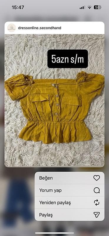 Sarı rəngli qadın bluzası - Stil: çiyinləri açıq/off-shoulder, qısa