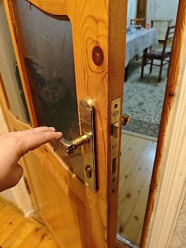 budda: Şüşəli taxta otaq qapısı - Material: təbii ağac (şam ağacı teksturası — 7