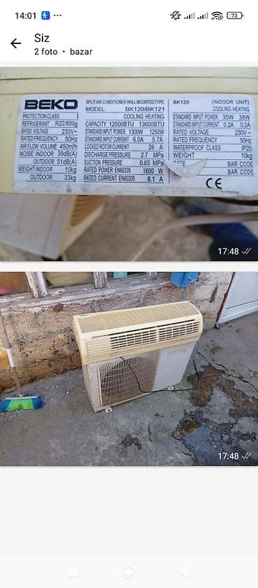 Beko split kondisioner (divardan asılan tip), model BK120/BK121 -