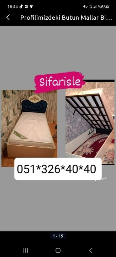 Çarpayılar: Yeni, İkinəfərlik çarpayı, Bazasız, Matras ilə, Siyirməsiz, Azərbaycan — 29