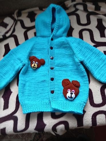 Bayram kostyumları: Uşaq üçün toxunma kapüşonlu kofta - Rəng: parlaq firuzəyi - Model: ön — 1