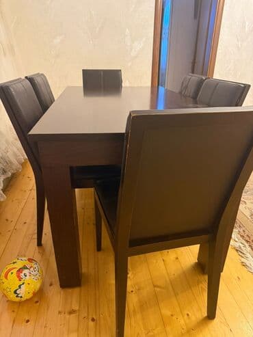 Masalar: Mətbəx üçün, Açılmayan, Dördbucaq masa, 6 stul — 2