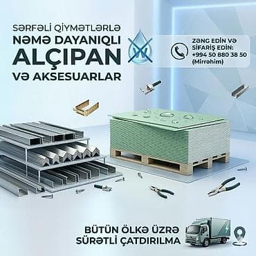Nəmişliyə davamlı alçipan və aksesuarlar - Rütubətə qarşı dayanıqlı