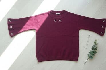 Qadın sviteri – mərakeş qırmızı/bordo rəng - Model: geniş ¾ qol — 3