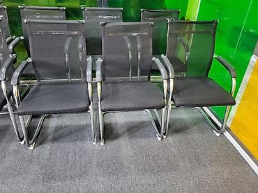 Ofis ziyarətçi/kafe oturacağı – mesh arxa, parça oturacaq, xrom metal