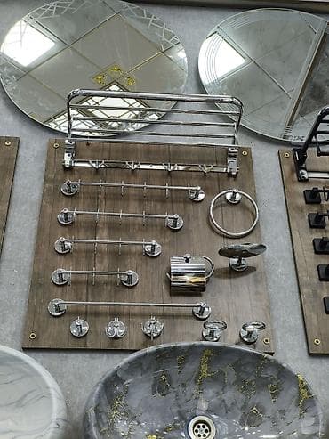 Vanna otağı aksesuarları dəsti – xrom örtüklü, müasir dizayn Dəst