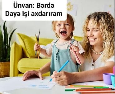 daye az: Xidmət: Uşaq baxıcısı (dayə) Ünvan: Bərdə Dayə işi axtarıram. Məktəbə — 1