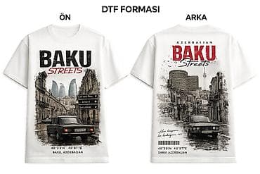 forma herbi: Məhsul: “BAKU Streets” temalı qrafik T‑şört - DTF çap forması ilə — 1