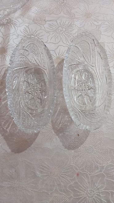 meyve qabı: Şüşə meyvə/saladı qabları dəsti - Material: şəffaf qalın şüşə (kəsim — 4