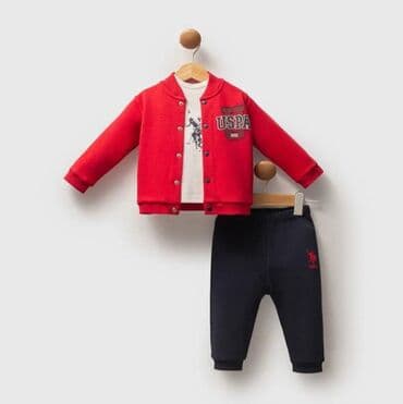 Məktəbli forması: USPA uşaq geyim dəsti - 3 parça: kardiqan tipli snap düyməli qırmızı — 1